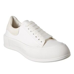 Alexander McQueen Deck Plimsoll Canvas & Suede Sneakers white